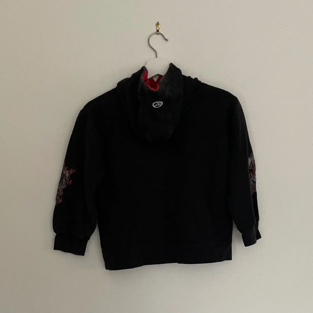 Vintage‎ Y2K Kids Black Dragon Zodiac Graphic Hoodie Sweatshirt Size Medium M